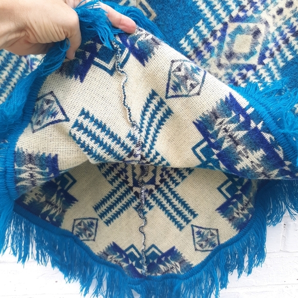 Aztec Tribal Poncho Pullover Sweater Jacket - Picture 3 of 6